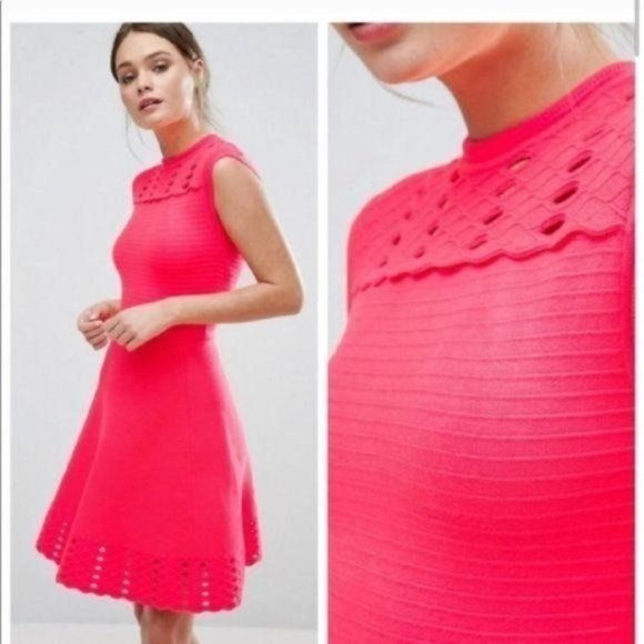 TED BAKER Zaralie Jacquard A-line Flared Dress NWT - Picture 3 of 16